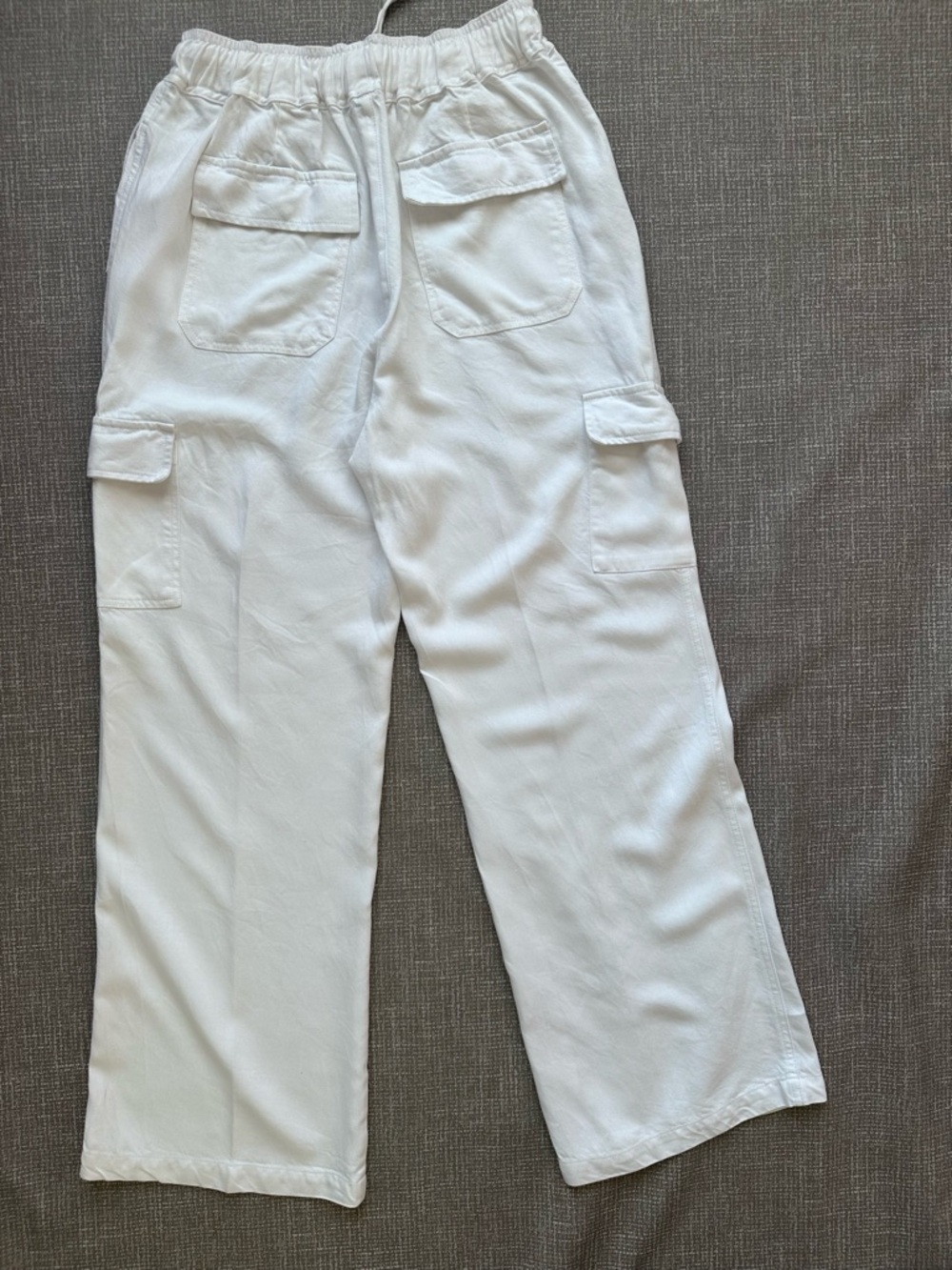 Velvet Heart White Tencel Linen Pull On Cargo Pants Medium Wide Leg Drawstring - Picture 6 of 15